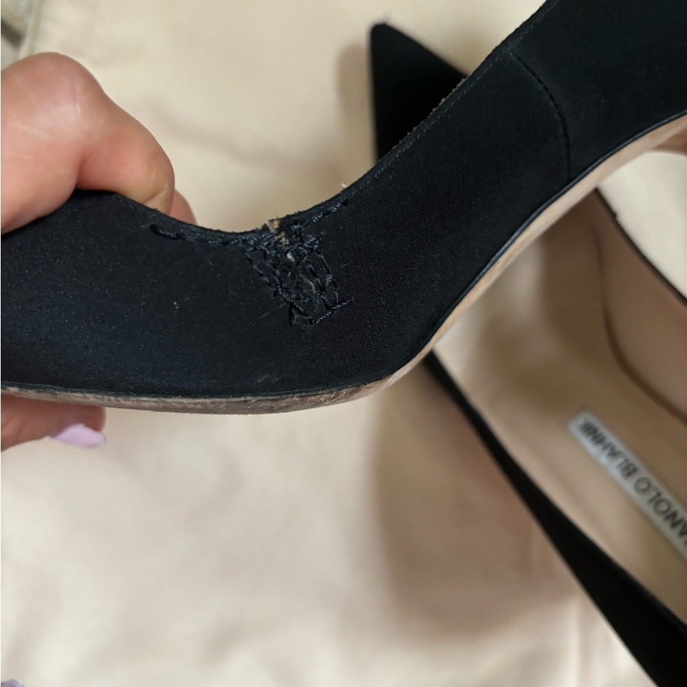 Manolo Blahnik Black Suede Pointed Toe Pumps - Picture 5 of 6